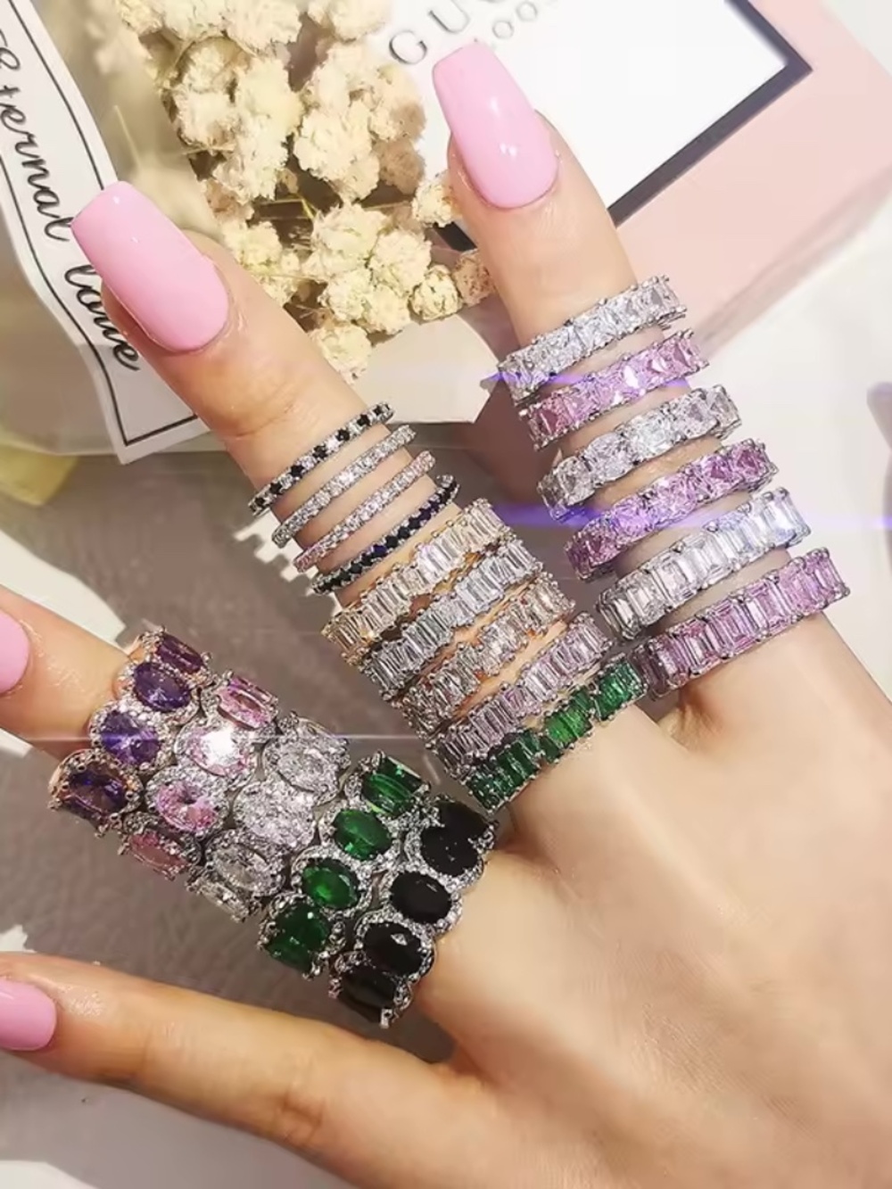 9TCW VVS CZ Any Cut Eternity Wedding Band Ring
